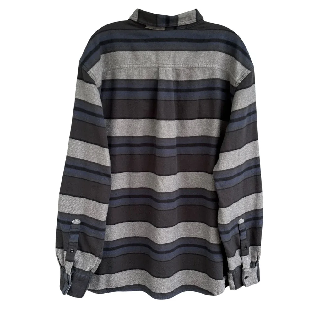 The North Face Mens XL Arroyo Heavyweight Flannel Shirt Striped Grey Blue - Picture 2 of 10